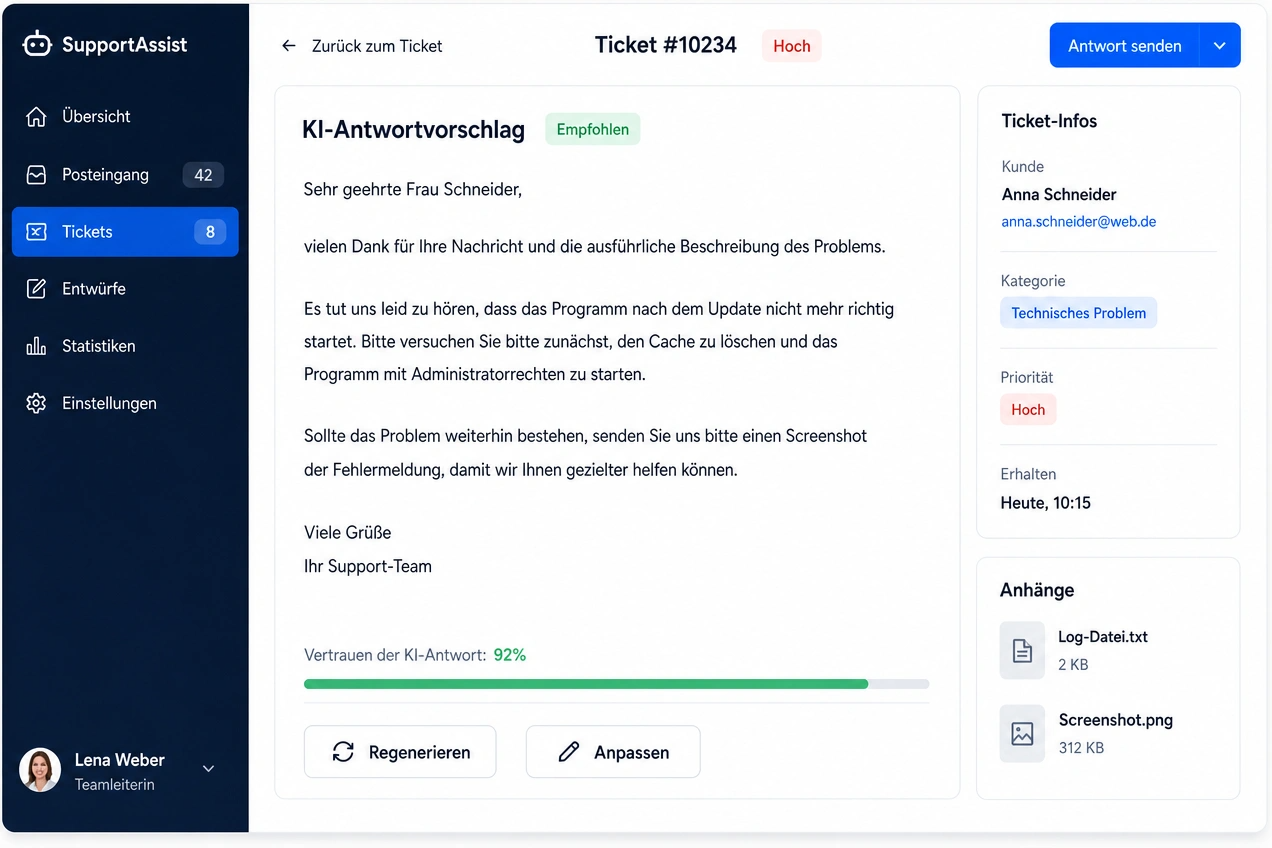Der E-Mail- und Support-Assistent — Bild 4